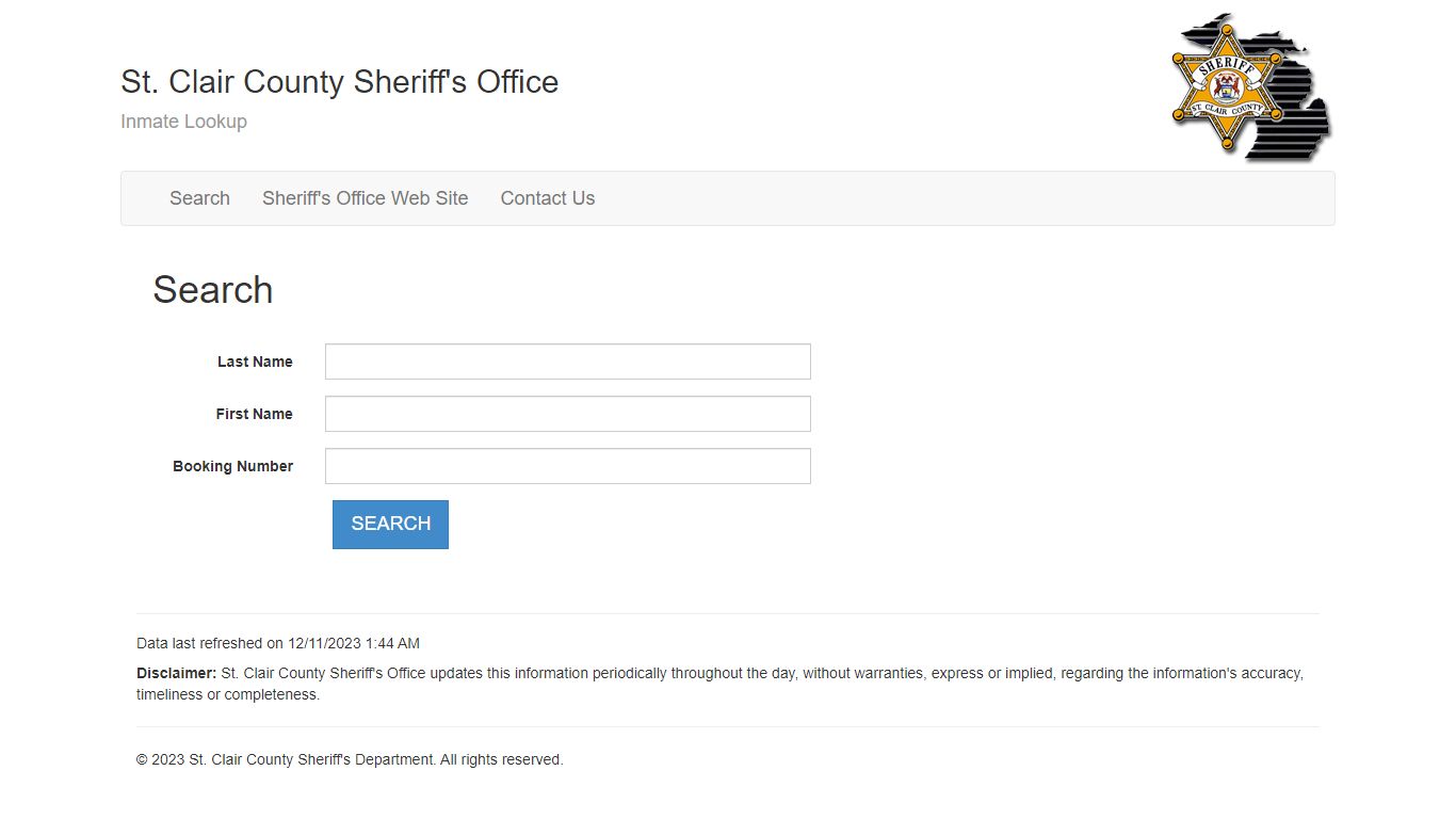 Inmate Lookup - St. Clair County, Michigan